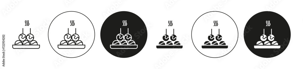 Poster takoyaki simple vector symbol icon. takoyaki set in a editable stroke.
