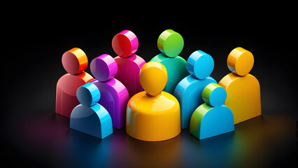 Obraz premium Color full latest trendy group of users. user icons symbol isolated on a black background. With black copy space
