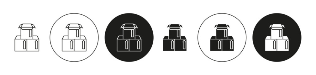 Boxes simple vector symbol icon. Boxes set in a editable stroke.