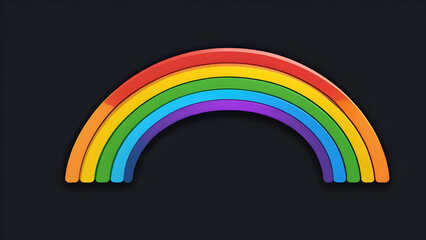 color rainbow and clouds 3d. Colorful trendy icon of rainbow. isolated on a black background. With black copy space