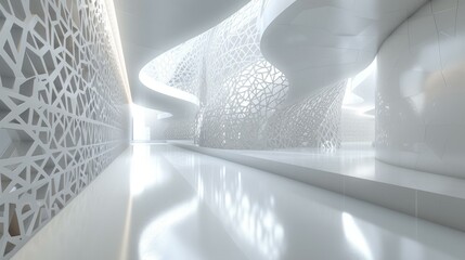 Futuristic White Interior Space