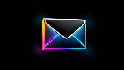 Fototapeta premium e-mail icon, 3d inbox icon. isolated on a black background. With black copy space