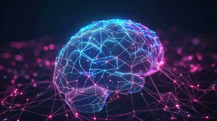 A digital illustration of a brain with a glowing network of connections.