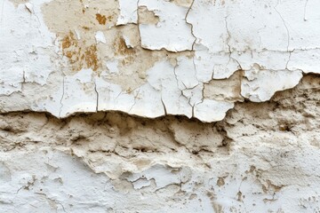 Obraz premium Close up of a weathered wall with cracks and peeling paint