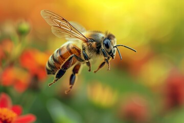 Fototapeta premium A bee in flight