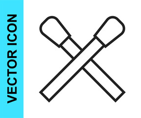 Black line Burning match with fire icon isolated on white background. Match with fire. Matches sign. Vector