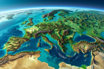 Satellite image of Europe - obrazy, fototapety, plakaty
