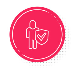 White line Healthy lifestyle icon isolated on isolated on white background. Red circle button. Vector