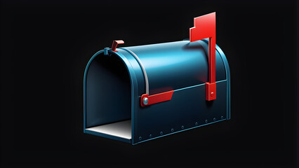 mailbox with mail. 3d mailbox symbol icon. isolated on a black background. With black copy space
