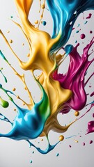 Obraz premium Colored milk on a white background. Colored acrylic paint on a white background