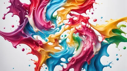 Foto auf Acrylglas Colored milk on a white background. Colored acrylic paint on a white background © poto8313