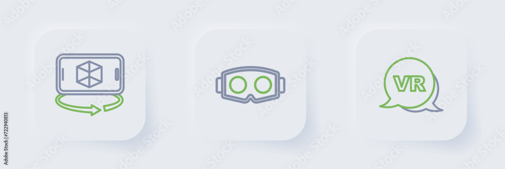 Canvas Prints Set line Virtual reality, glasses and 3d modeling icon. Vector