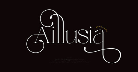 Elegant wedding alphabet letters logo font and number. Typography luxury classic lettering serif logos fonts decorative vintage retro. vector illustration