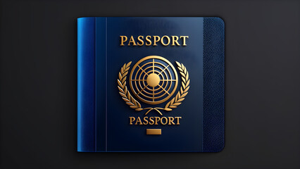 Passport book. 3d symbol icon. isolated on a black background. With black copy space