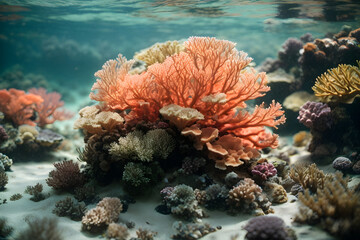 Concept photo shoot of underwater, coral reef, sea, coral, lagoon ocean
