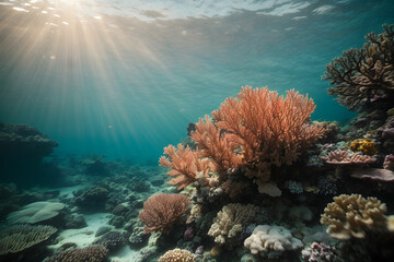 Concept photo shoot of underwater, coral reef, sea, coral, lagoon ocean