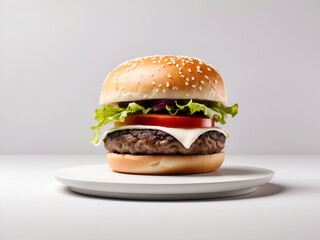 Classic beef cheese burger modern and elegant, isolated PNG with white background