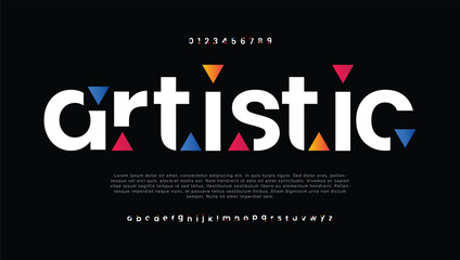 Artistic vector modern abstract digital alphabet font minimal technology typography creative urban sport fashion
 - obrazy, fototapety, plakaty