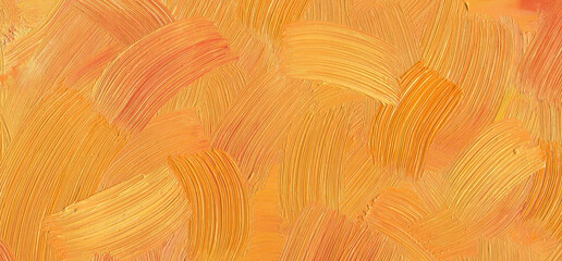 Yellow orange abstract background of oil paint with brush strokes textures. Hand painted for textured wallpaper,pattern, art print, etc. High details.