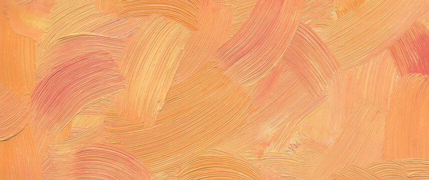 Уellow pink abstract background of oil paint brush strokes textures for textured wallpaper, art print, pattern, etc. High details.