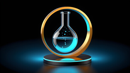 quality assurance lab icon. chemistry lab symbol, science icon, laboratory symbol. test tube. glass flask with liquid