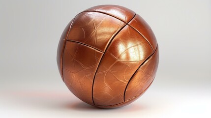 A 3D rendering of a metallic soccer ball with a bumpy surface