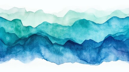 Abstract watercolor background with blue and green waves