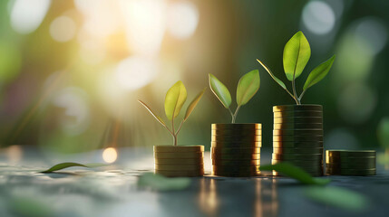 financial growth 3D illustration, business and investment growth plan for Environmental, social, and corporate governance