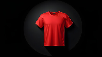 red t-shirt isolated on a black background. With black copy space