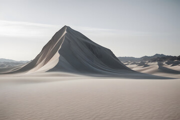 Desert photo with gray sand dunes in shades of gray, reminiscent of drought - Powered by Adobe
