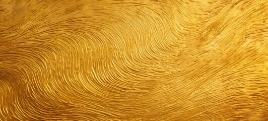 Abstract gold acrylic painted fluted 3d painting texture luxury background banner on canvas - Golden waves swirls - obrazy, fototapety, plakaty