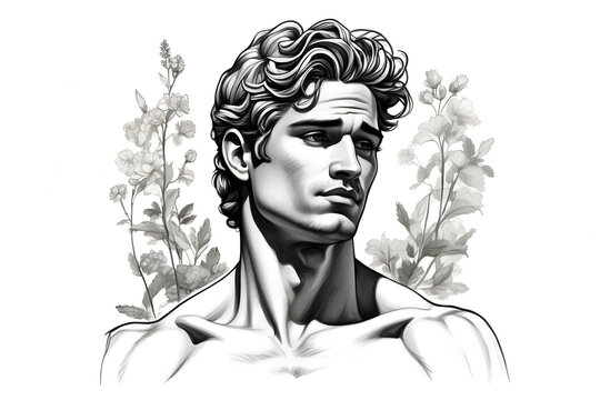 Front view of aesthetics Adonis illustration