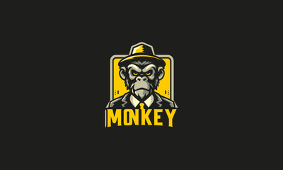 head monkey yellow logo flat design template