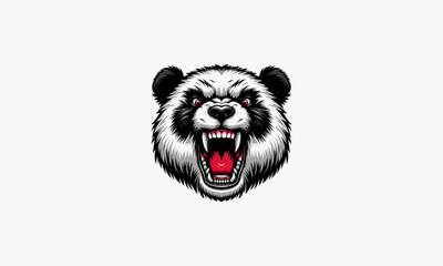 Obraz premium head angry panda and fangs vector logo design