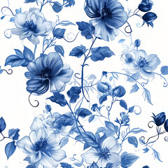 Blue and White Floral Elements