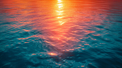 夕日に照らされて輝く水面の波