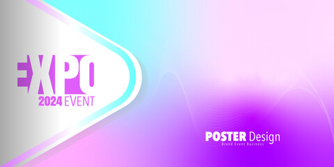 Abstract colorful exhibition poster design template with wavy lines effect background. Expo Event banner. Can be used for business, marketing and advertising. logo graphic design of annual summit