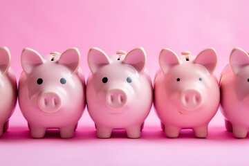 pink background with piggy bank.