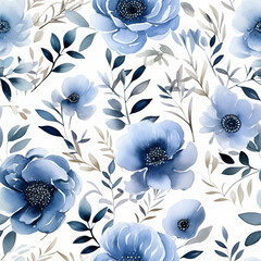 Blue White Floral Elements