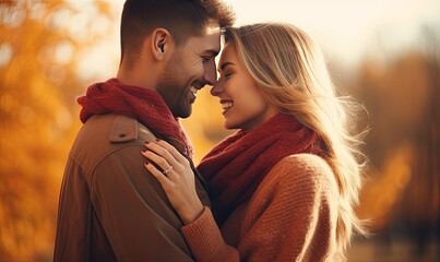 A man and a woman smile at each other