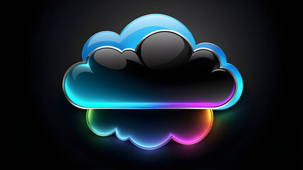 cloud computing technology. data transfer cloud concept. Data analytics web icons. system cloud. system cloud. Digitalization web icons. on a black background. With black copy space