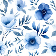 Blue White Floral Elements