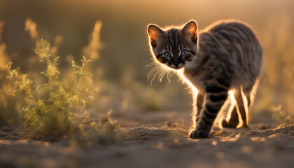A cute little cat on nature background