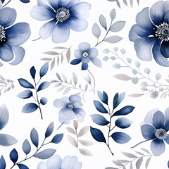 Blue White Floral Elements