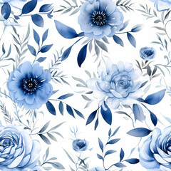 Blue White Floral Elements