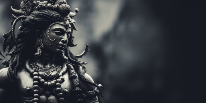 A black and white photo of a statue of a woman. Can be used for artistic projects or to represent beauty and femininity