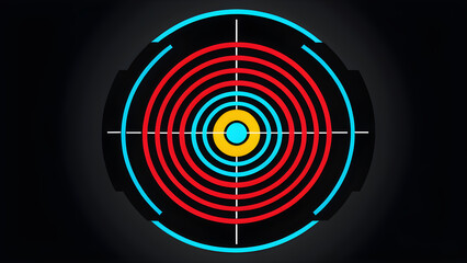 target goal icon. Simple target color circle. on a black background. With black copy space