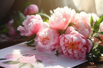 A bunch of pink flowers sitting on top of a table. Perfect for adding a touch of elegance to any space