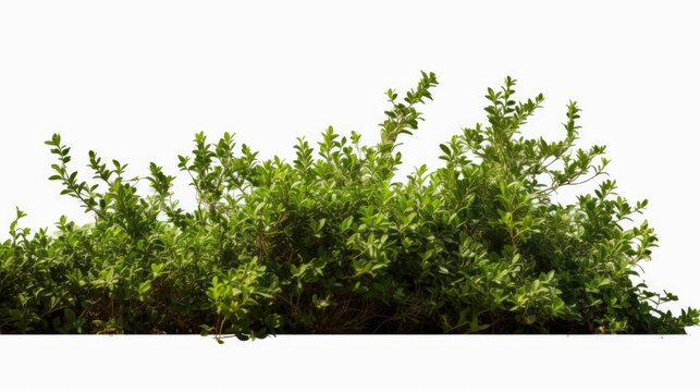 Fototapeta A bush of green leaves on a white background. Suitable for nature, gardening, or environmental concepts