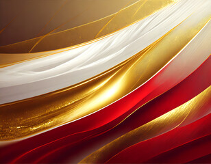 金色と赤色と白色の波型の背景素材。CG風。AI生成画像。 - obrazy, fototapety, plakaty